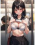 念願の電車内露出デビューを果たした痴女JKのCG集