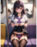 念願の電車内露出デビューを果たした痴女JKのCG集
