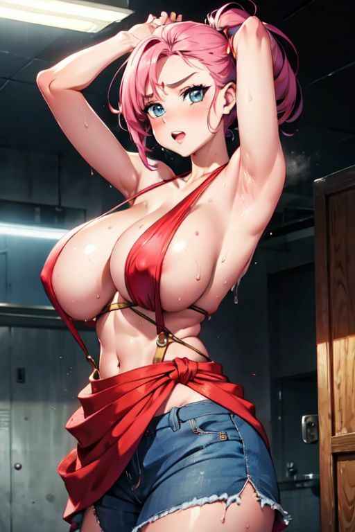 サンプル画像1:爆乳AI裸サスペンダー1(AI出版) [d_346670]