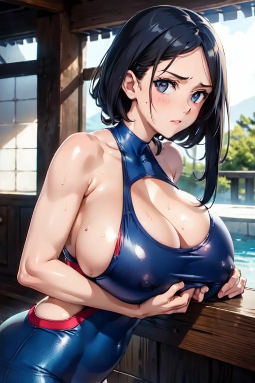 サンプル画像4:爆乳AIワンピース水着1(AI出版) [d_347166]