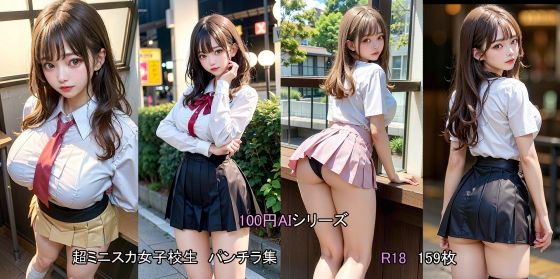 【100円AIシリーズ】超ミニスカ巨乳女子校生〜J〇パンチラ集3〜_1