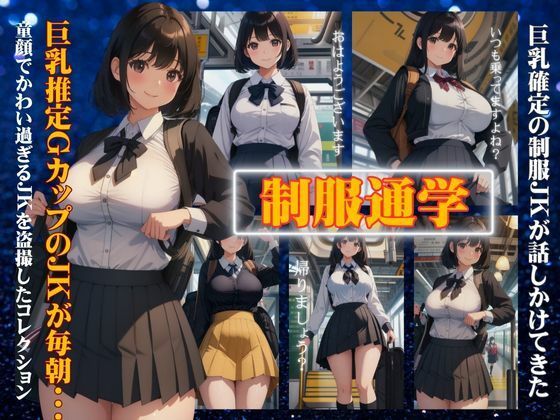 制服通学｜巨乳推定GカップNOJKが毎朝・・・童顔のかわい過ぎるJKを盗撮したコレクション_1