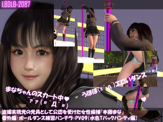 【Libido-Labo】発の女性本藤まなはこの御手洗保守が結党した『盗撮実現党の党員として公認を受けた女性候補『本藤まな』番外編:ポールダンス・PV09（水色Tバックパンティ編）』