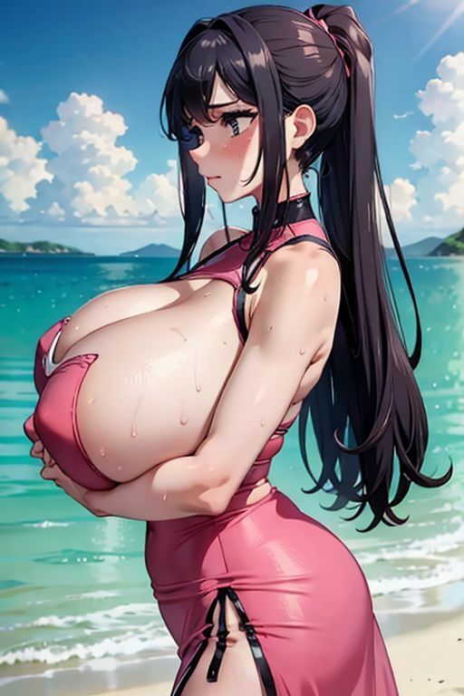 爆乳AIレースピンクドレス1 画像6