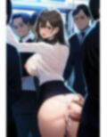 満員電車で痴●に囲まれた巨乳OL！パンツおろしの中出し着衣セックス