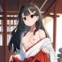 巫女の女の子が催●にかかってスカートをたくし上げている画像