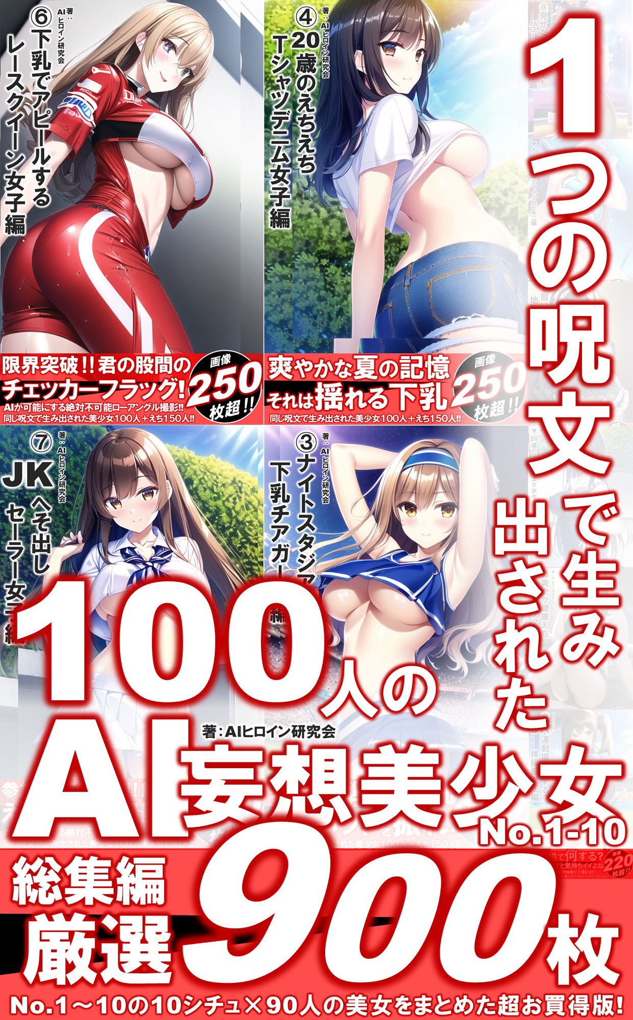 1つの呪文で生み出された100人のAI妄想美少女-総集編【No.1-10から厳選美女900人編】 画像1