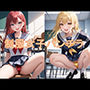 制服女子のしゃがみパンチラ