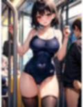 水着で電車に乗り込む痴女JKのCG集 画像1