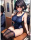 水着で電車に乗り込む痴女JKのCG集 画像2