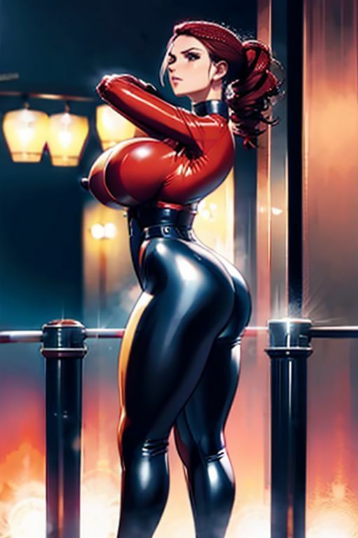 サンプル画像2:爆乳AIてっかてかスーツ1(AI出版) [d_362145]