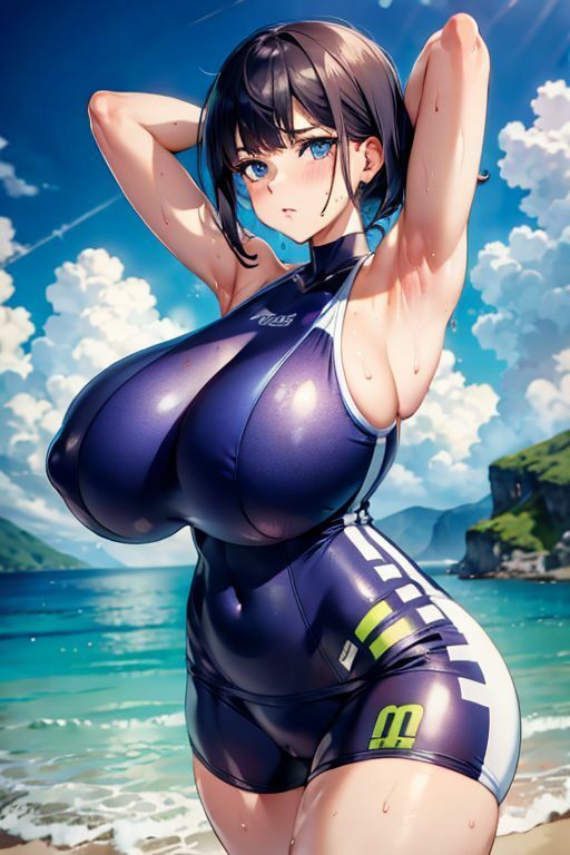 爆乳AIぱっつり水着1 画像1