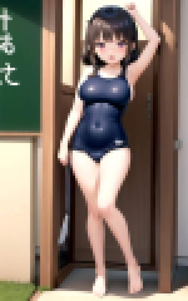 ロリ巨乳とスクール水着 画像1