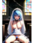 青髪ウエディングドレス花嫁に神聖な教会で強●パンティー中出し射撃