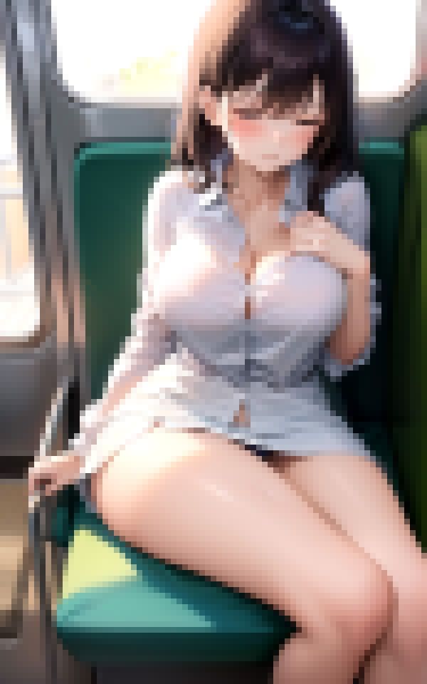 バスで寝落ちしている爆乳美女 画像4