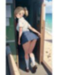 海辺の美少女〜制服のスカートからチラリ・・・