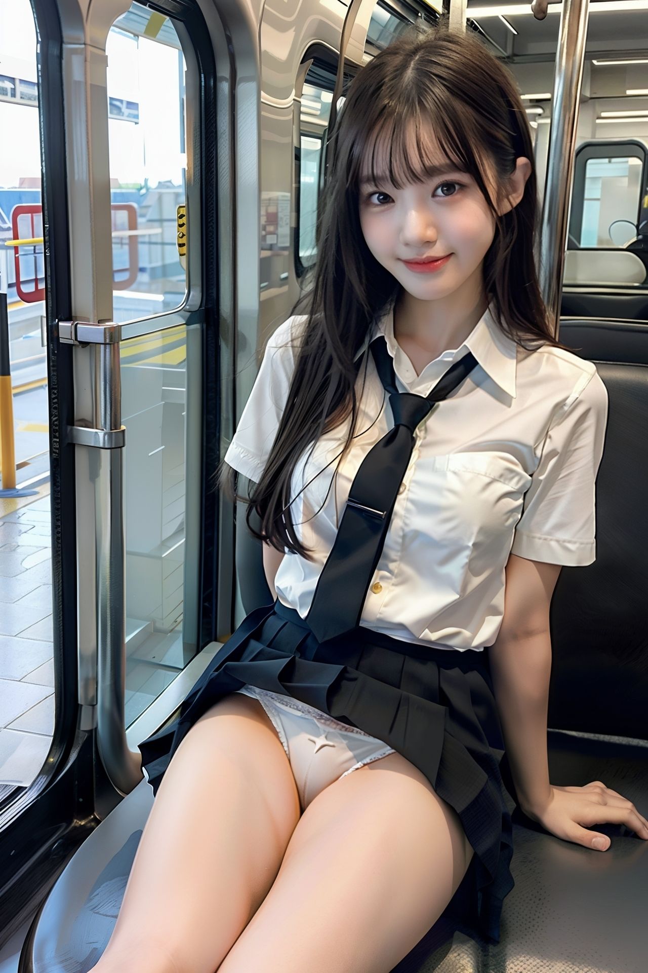 電車の中でS級制服女子が貴方だけにパンツをみせてくれます。200p