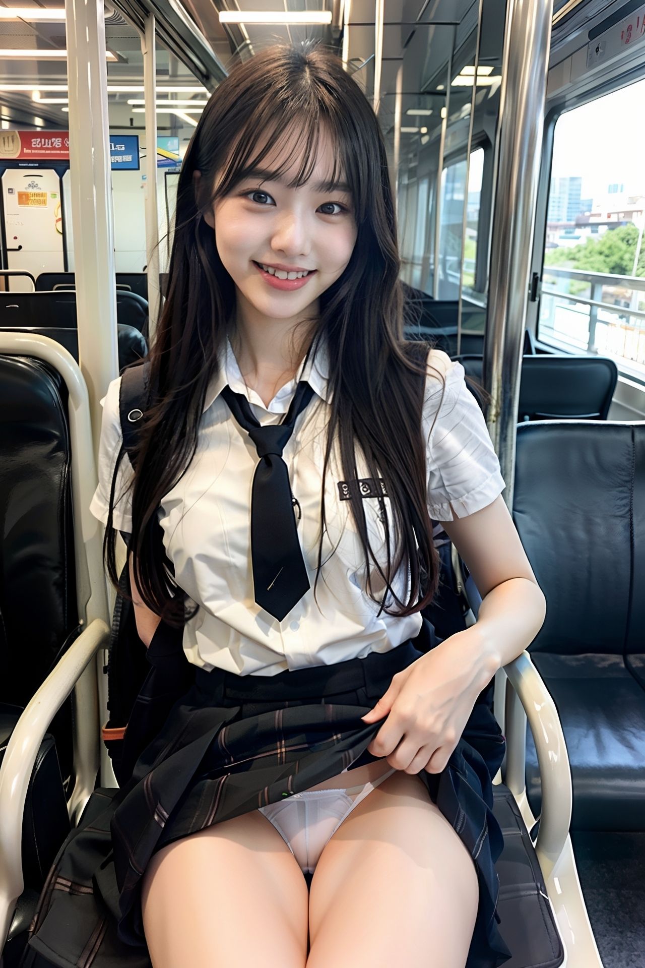 電車の中でS級制服女子が貴方だけにパンツをみせてくれます。200p_7