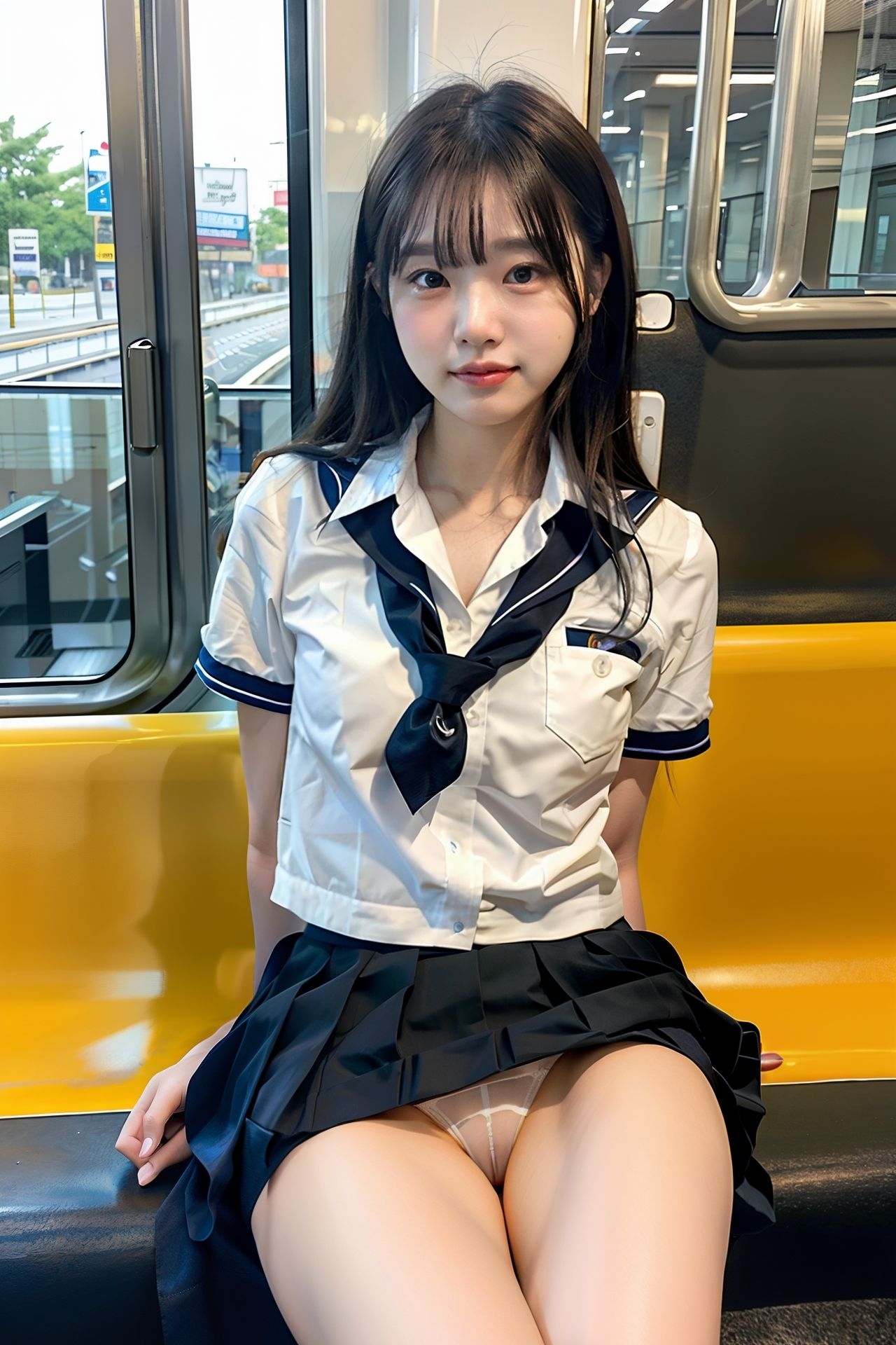 電車の中でS級制服女子が貴方だけにパンツをみせてくれます。200p 画像10