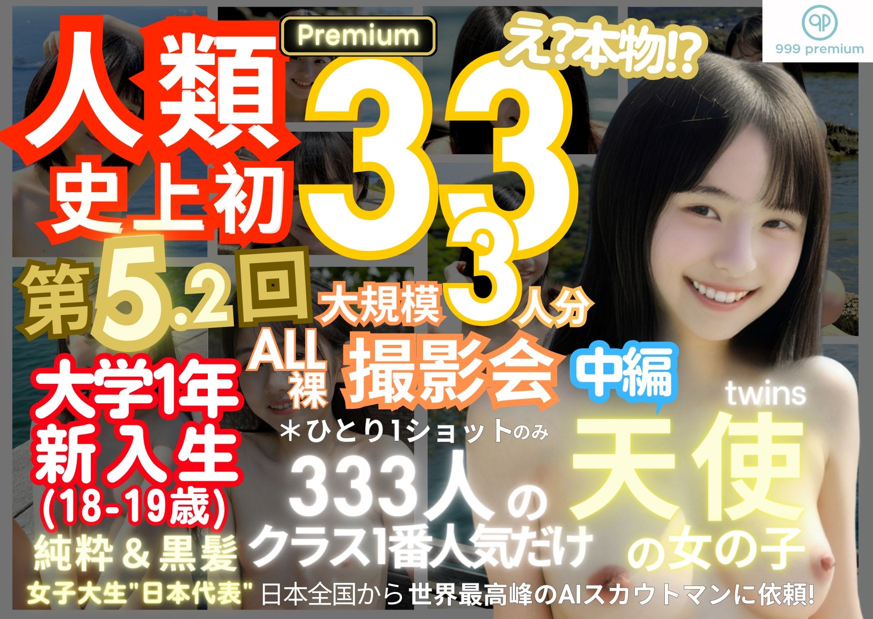 人類史上初！前代未聞の333人！大学1年新入生18歳と19歳！純粋＆黒髪の天使シリーズ 第5.2弾Premium（中編）「クラスで1番の女の子の裸だけが拝める」Xデー到来！！8