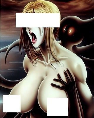 地獄絵図（100枚）: 恐怖！化け物に背後から抱きつかれ絶叫する巨乳美女 002 画像3