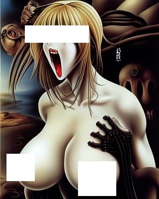 地獄絵図（100枚）: 恐怖！化け物に背後から抱きつかれ絶叫する巨乳美女 002 画像5