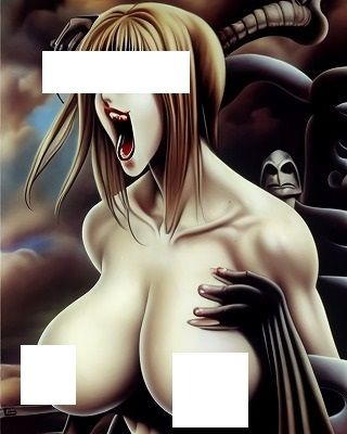 地獄絵図（100枚）: 恐怖！化け物に背後から抱きつかれ絶叫する巨乳美女 002 画像9