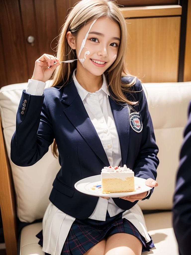 顔にクリーム塗りながら、ケーキを食べる女性たち 画像4