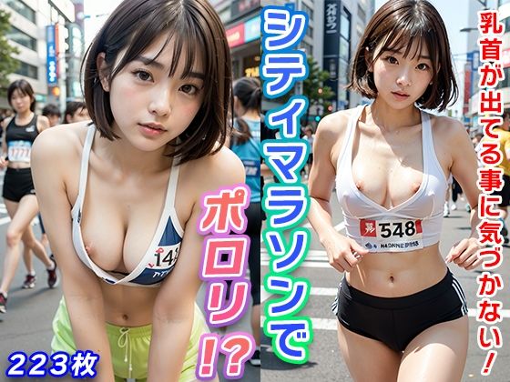 シティマラソンでポロリ！？【乳首丸出しマラソンガール】_1