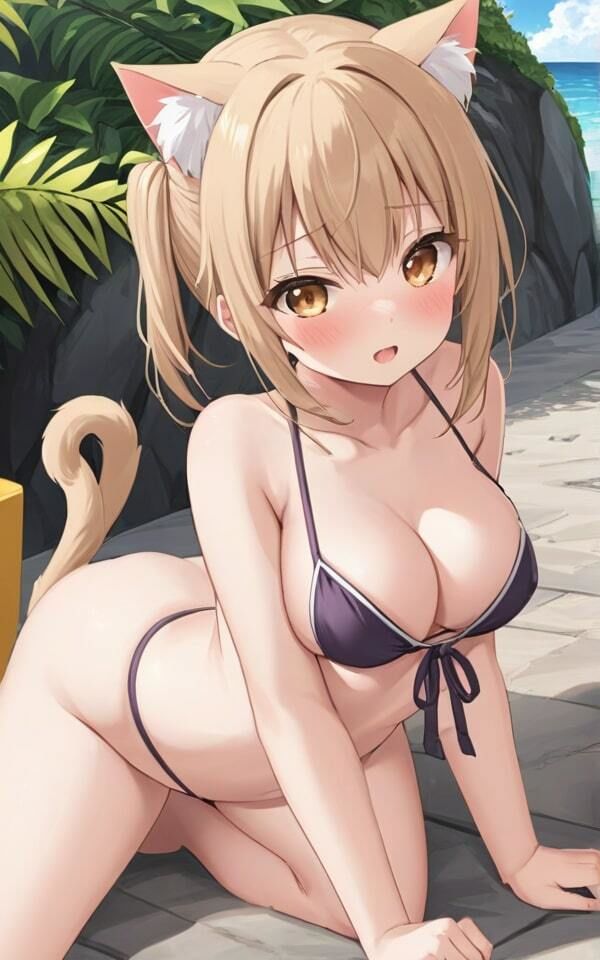 可愛い猫耳娘の少しエッチな水着 画像8