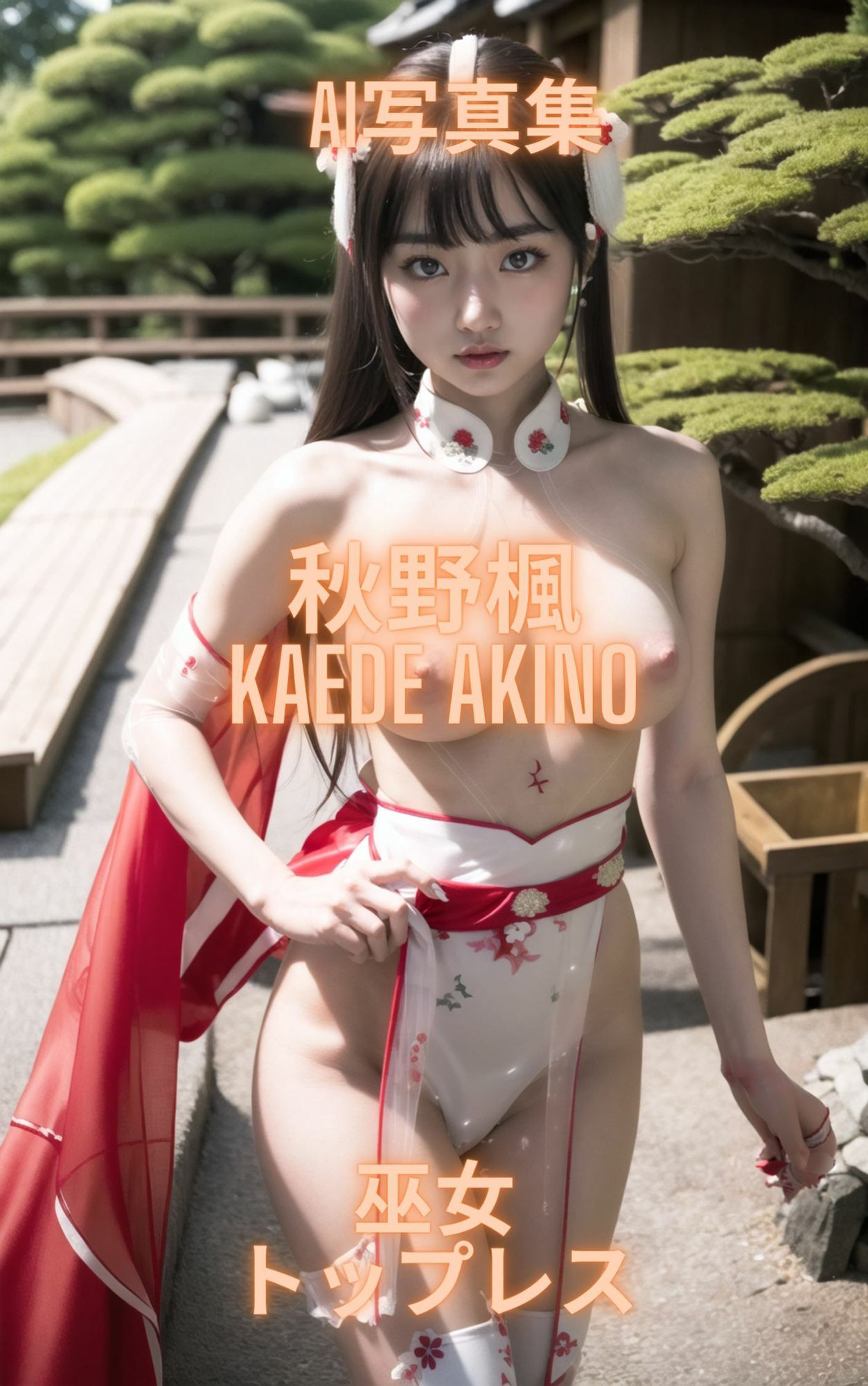 AI写真集 秋野楓 Kaede Akino 巫女トップレス_4