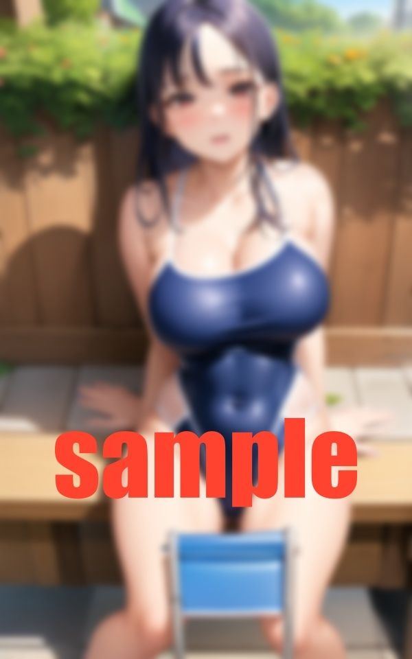 人目がないプールサイドで競泳水着を着た車椅子女子と 画像5