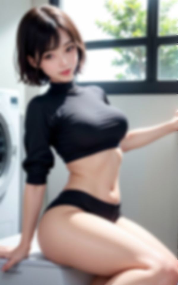 エロすぎる巨乳美女がコインランドリーで童貞くんを色仕掛け 画像1