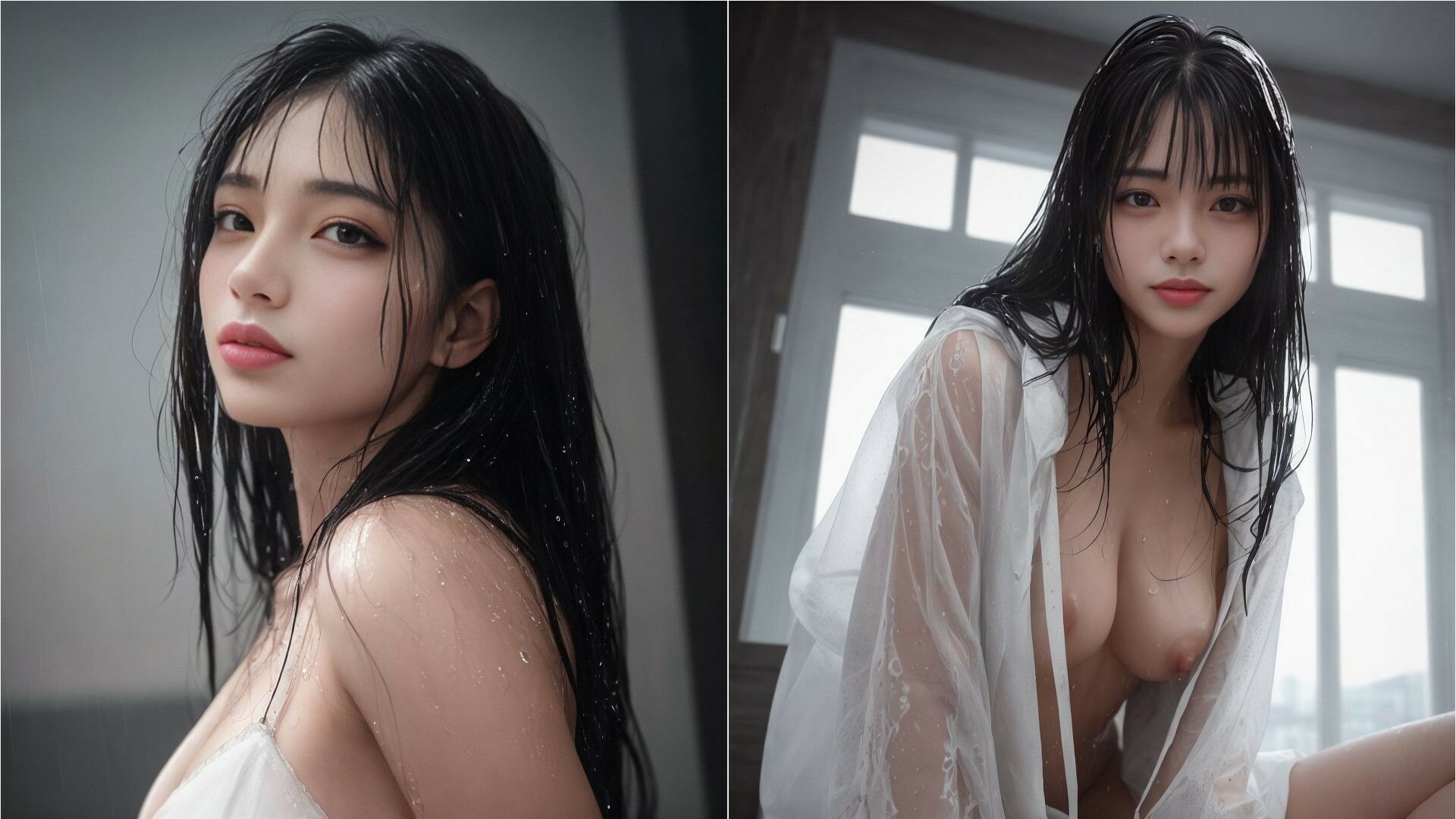 きみは雨に濡れぼくは欲情する AI美女写真集 画像1