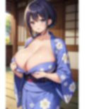 浴衣姿で巨乳のショートカット美女 画像1