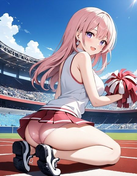 チアガールのしゃがみパンチラ 画像3