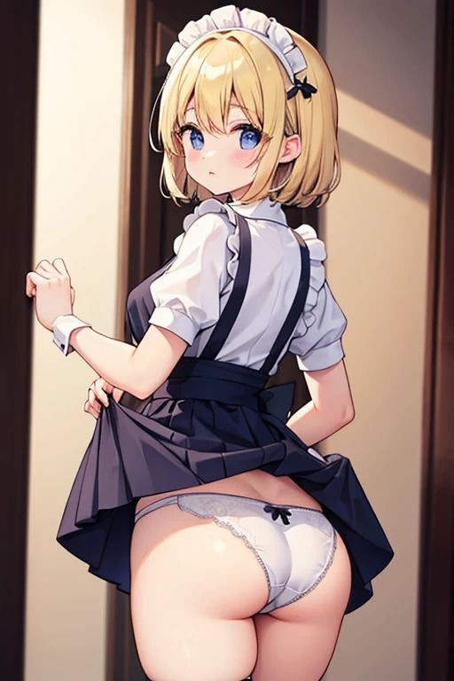 メイドがお尻をむけてパンチラ_3