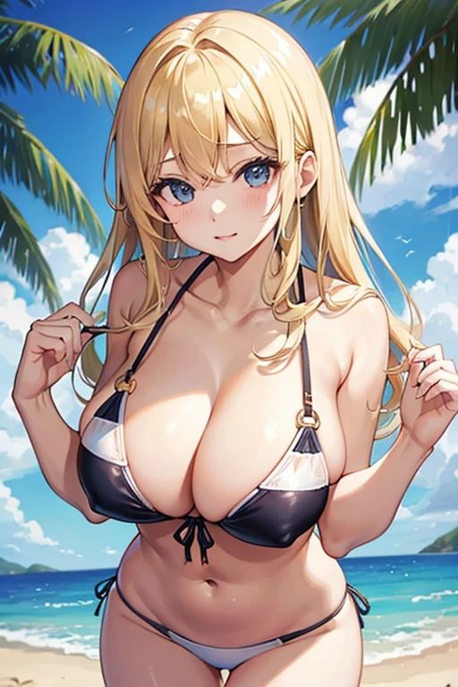 海辺の巨乳金髪美女_4