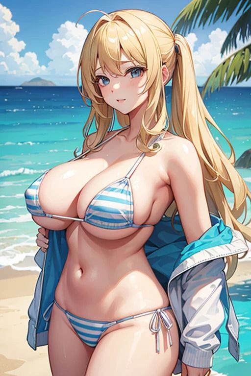 海辺の巨乳金髪美女_5