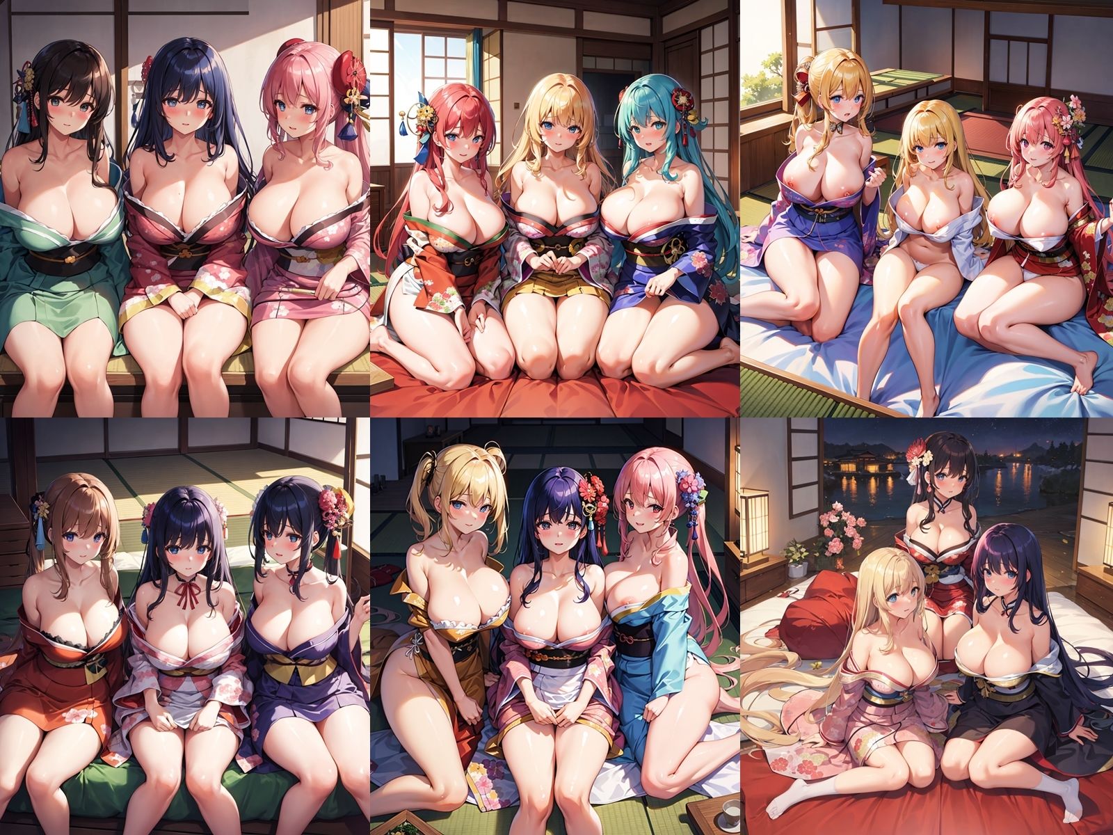 爆乳女子校生の着物ハーレムパラダイス 画像1