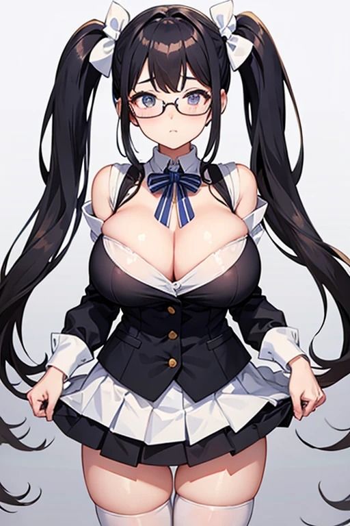 巨乳でツインテール姿のメガネ美女 画像1