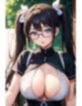 巨乳でツインテール姿のメガネ美女 画像3