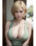 金髪ショートヘアの巨乳美女のタンクトップ姿 画像3