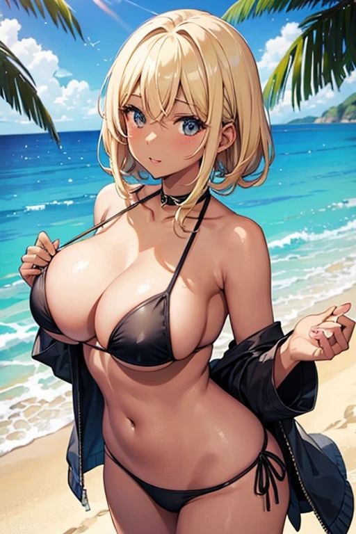 巨乳の金髪ギャル 画像1