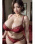 巨乳女上司の赤い下着姿 画像1