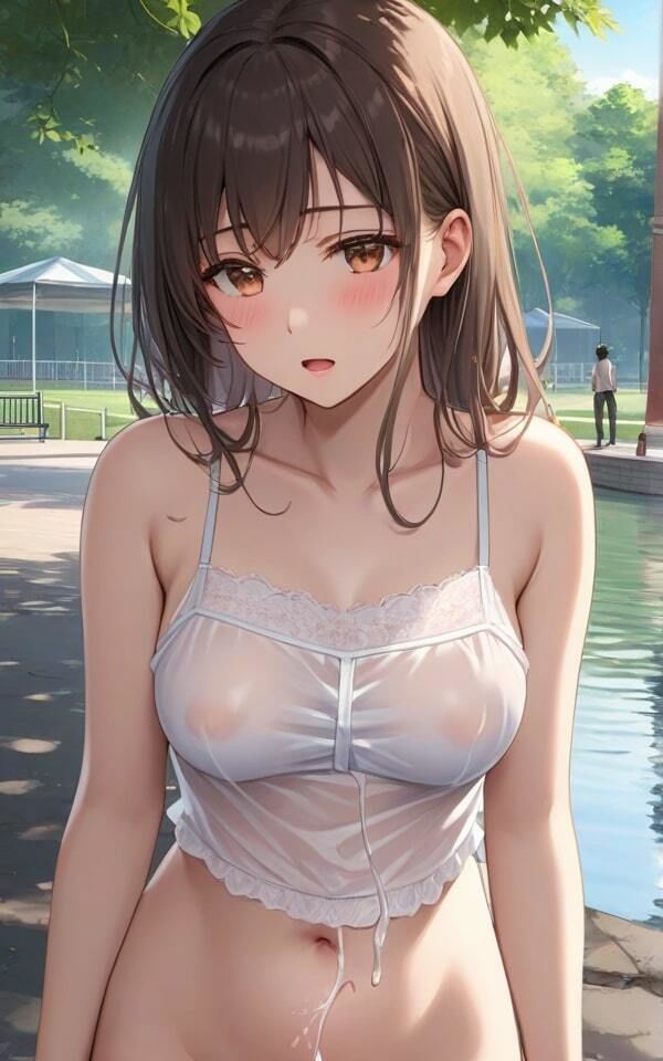 公園で透けた服の美女とデート！ 何でみんな見るのかな？_5