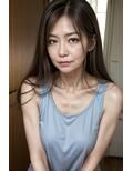 タンクトップ姿のスレンダーなロングヘア熟女 画像1