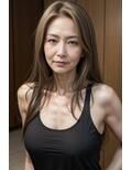 タンクトップ姿のスレンダーなロングヘア熟女 画像4