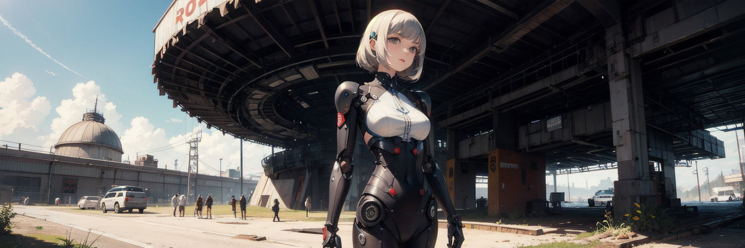 Atompunk style， Robot and Girl_2