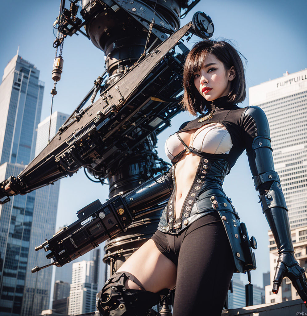Atompunk style， Robot and Girl_8